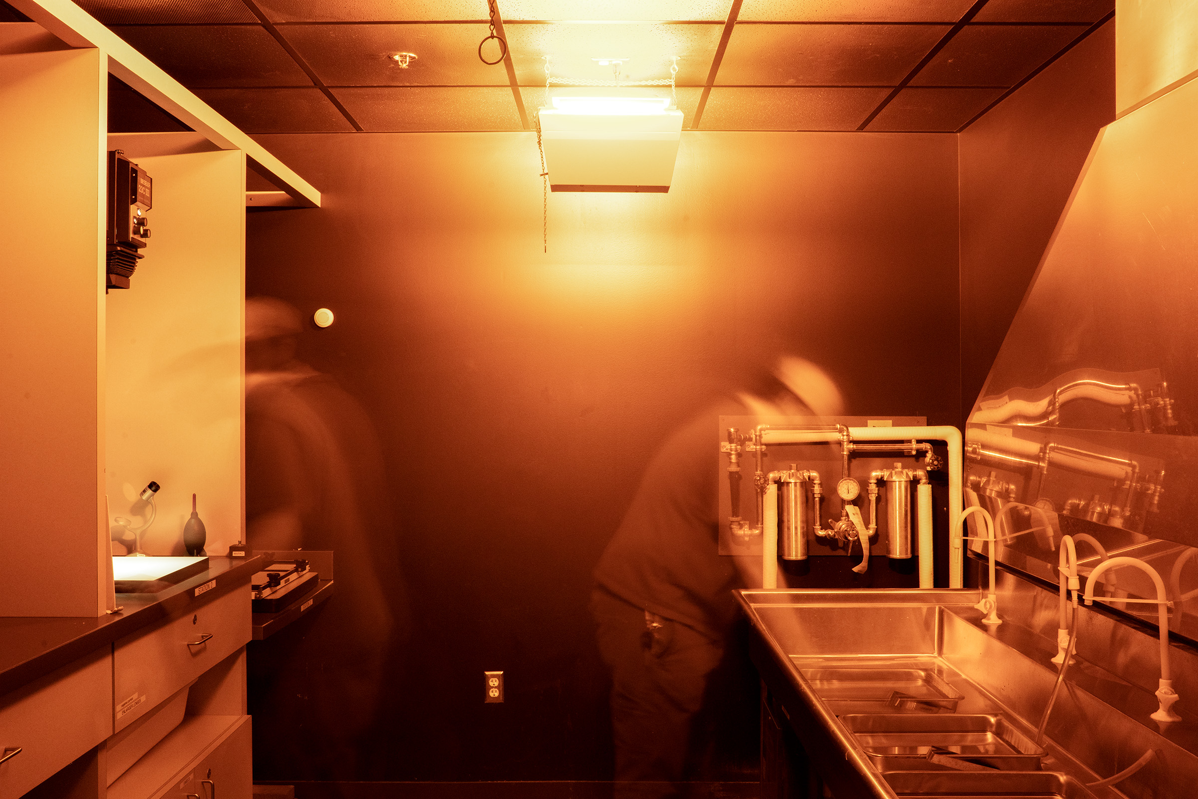 A student at work in the darkroom at the University of Wisconsin–Madison.